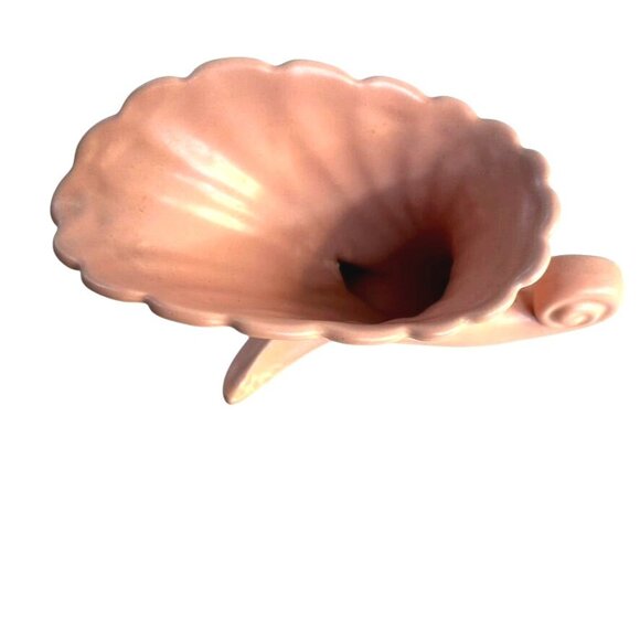 VTG ABINGDON USA Pink Ceramic Cornucopia Planter Shell Vase MCM Art Deco 471 - Picture 2 of 8